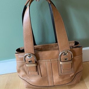 Coach Tan Leather Handbag Tote Handle Bag